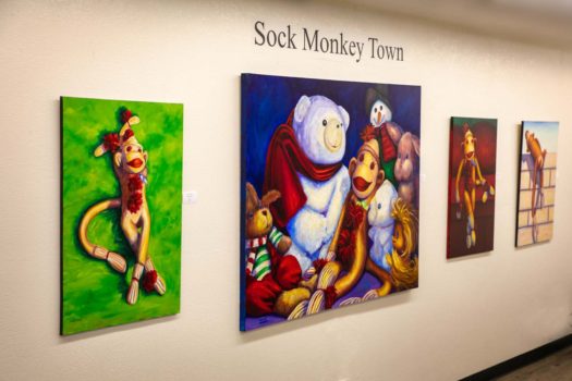 Sock Monkey Paintings at Circle Gallery