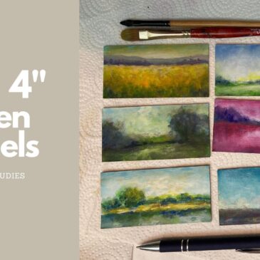 6 miniature landscape paintings