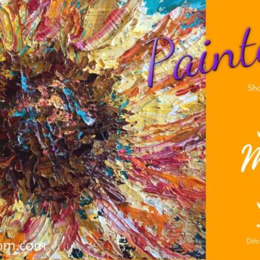 Sunflower palette knife painting and title for Painterly Two Minute Tips, Ditch Your Inner Critic