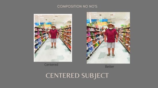 Center Subject Graphic with man in a store