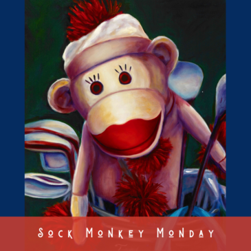 Sock Monkey Monday Playtime sock monkey with golf clubs