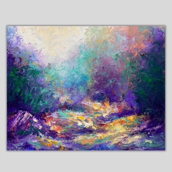 Colorful abstract landscape palette knife oil painiting