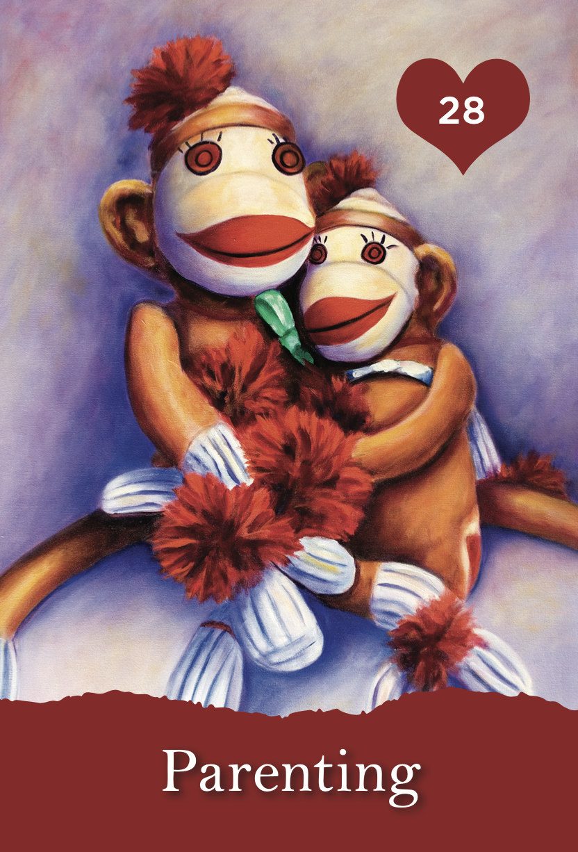 Two sock monkeys hugging