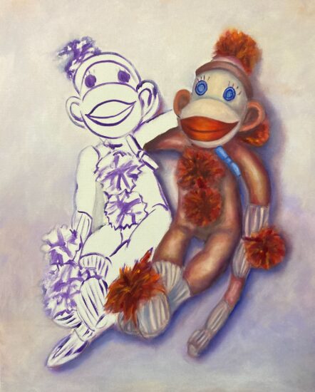 Two Sock Monkeys artwork in progress